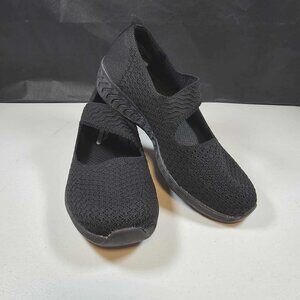 SKETCHERS UP LIFTED RELAXED STRETCH BLACK LOW WEDGE WALKING SHOE WOMEN'S SIZE 6